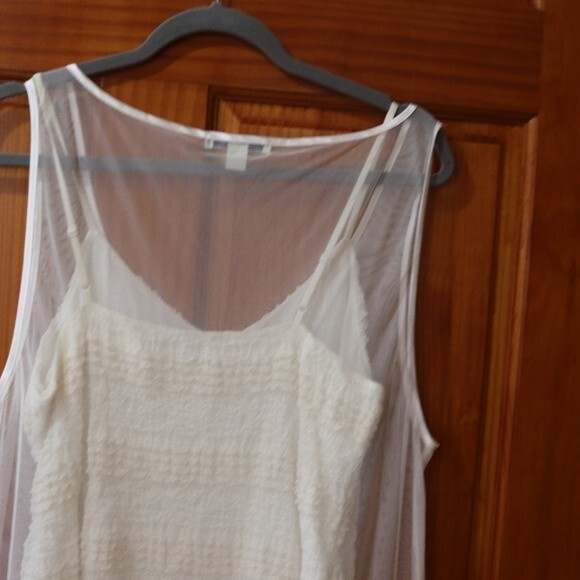 Banana Republic Cream & White Sheer Tank Set Boho Cottagecore LG /XL - Picture 3 of 13